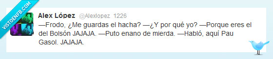 Twitter,Señor,Anillos,Enanos,Frodo,hacha,pau gasol,bolson