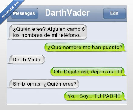 Darthvader,Darth,Vader,conversacion,iPhone,nombres,padre