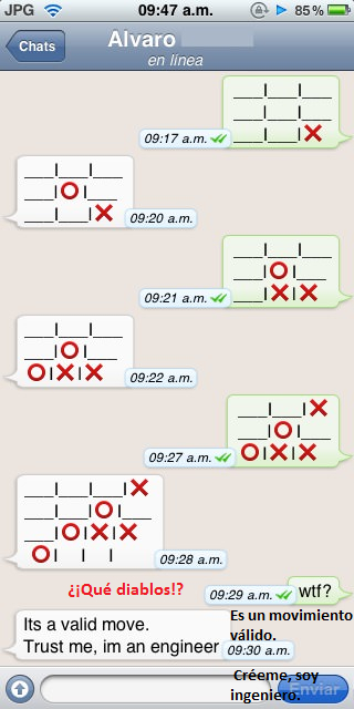 ta te ti,tic tac toe,ingeniero,wtf,trampa