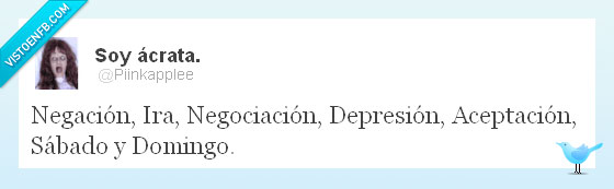 depresión,negociación,ira,negación,rabia,dias,twitter,domingo,sábado,aceptación