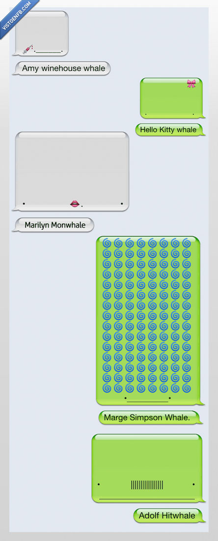 marge simpson,ballena,whatsapp,messenger,whale,amy winehouse,hello kitty,marilyn,adolf hitler