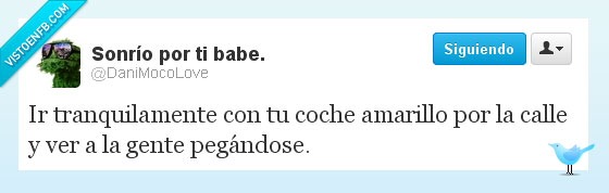 coche,amarillo,conducir,pegar,danimocolove,twitter