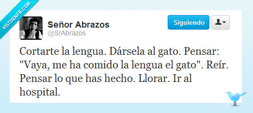 absurder,hospital,llorar,reir,gato,cortar,lengua