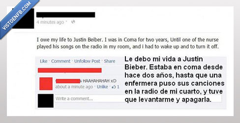 vida,coma,Justin Bieber,radio,música,apagar