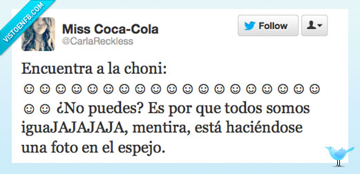 twitter,chonis,espejo,foto,carita,emoticono,mentira