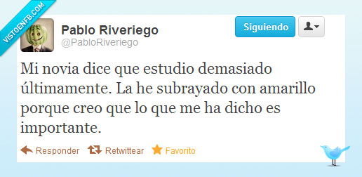 estudiar,novia,subrayar,amarillo,fosforito,importante,subrayador