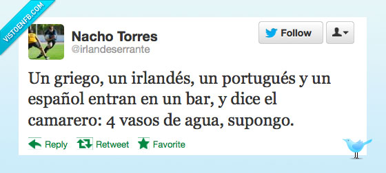 recate,españa,chiste,griego,irlandes,portugues,español,entra,bar,agua,camarero,pobre