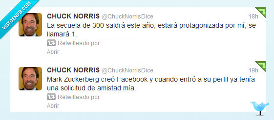 chuck norris,twitter,trescientos,300,saldra,protagonizada,uno,1,mark zukerberg,facebook,perfil,solicitud,amistad