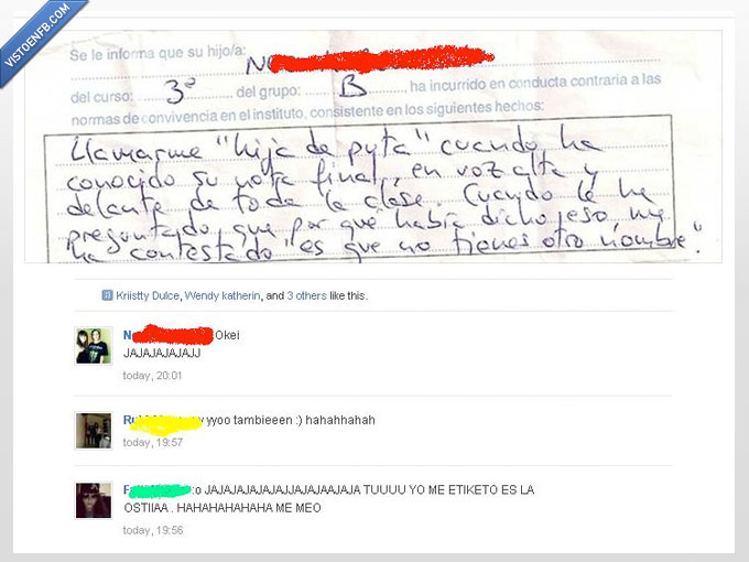 Profesor,Educación,Niñatos,parte,insultos,tuenti