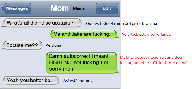 autocorrector,mamá,luchar,Jake,yo,whatsapp