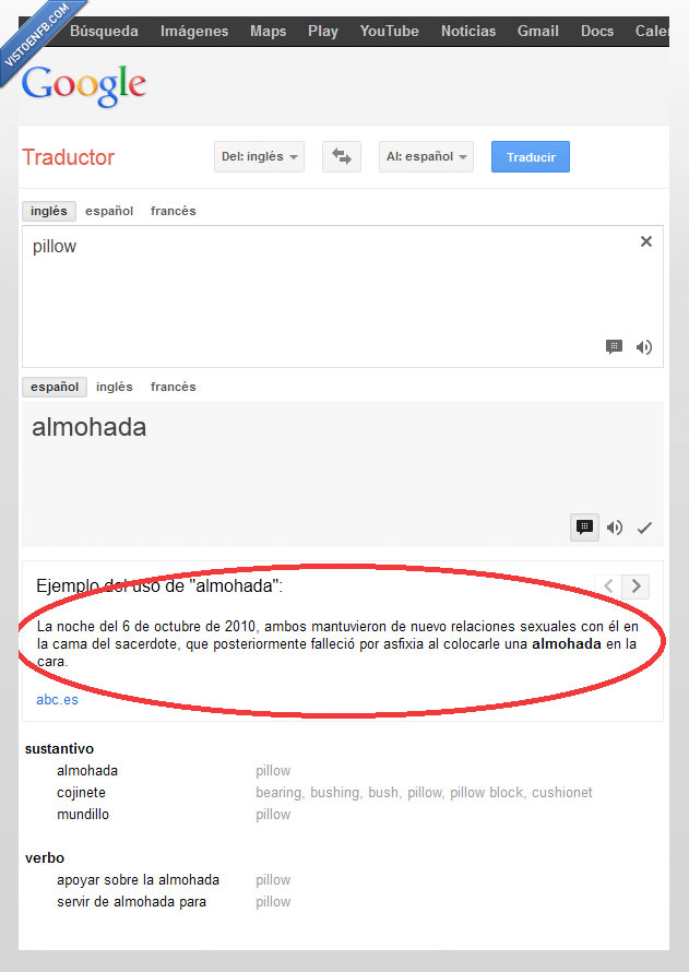 google,translate,traductor,fail,almohada,sacerdote,cura,cama,asfixia,cara