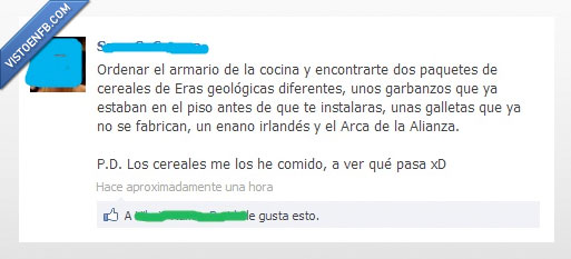 facebook,estado,limpieza,comida,cereal,garbanzo,arca,alianza,enano,galleta