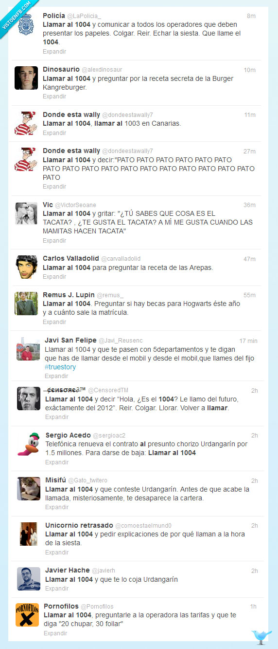 TT,Llamar al 1004,Twitter
