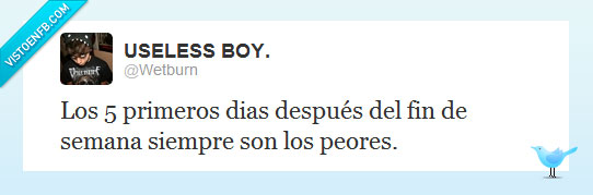 dias,fin de semana,twitter,wetburn,cinco,despues,primero