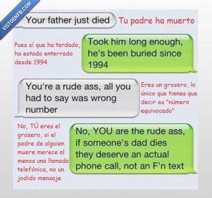 equivocado,padre,muerto,conversación,número