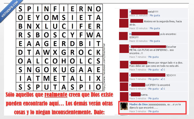 Dios,Jesús,Madre de dios,ateos,cristianos,sopa de letras,buscar,infierno,metal