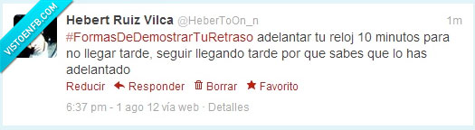 reloj,formas de demostrar tu retraso,10 minutos,tarde