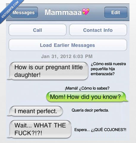 chica,preñada,perfecta,error,autocorrector,embarazada,hija