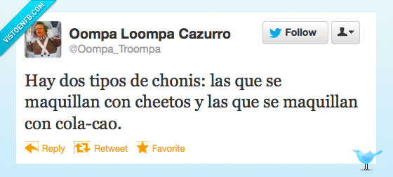 chonis,cheetos,cola cao,maquillaje