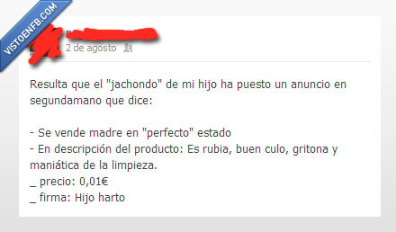 vender,hijo,facebook,segunda mano,madre