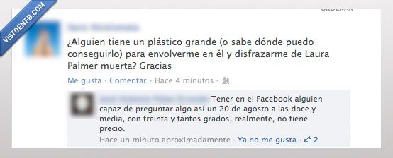 laura,palmer,muerta,disfraz,plastico,grande,no tiene precio,omg,wtf