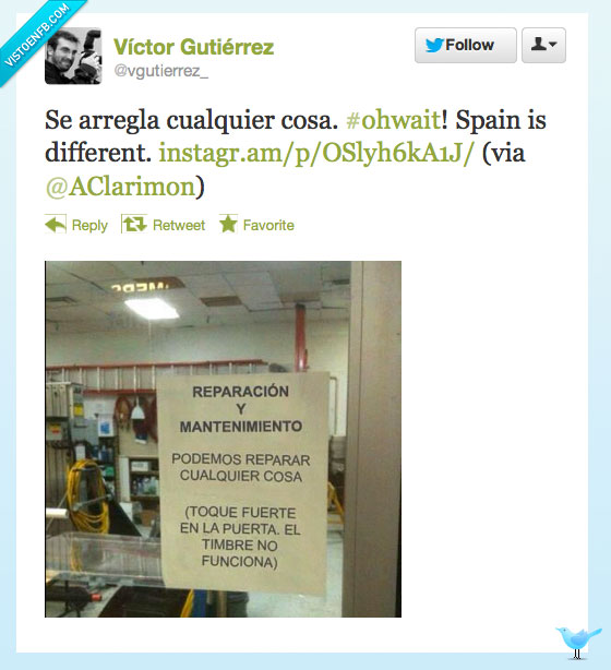 Timbre,Comercio,Tienda,Reparaciones,Diferente,Different,Spain,reparar,cualquier,cosa,todo,cartel,foto