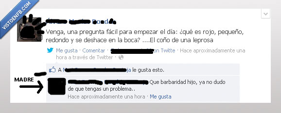 pregunta,facil,rojo,pequeño,redondo,deshace,boca,leprosa,madre,hijo,barbaridad,problema