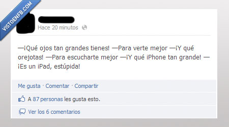 caperucita,Ipad,Grande,Estupida,Lobo,ver,ojo,iphone