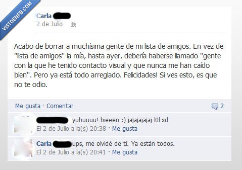 facebook,friki,odio,simpatica,borrar,limpieza,conoce