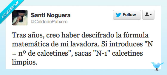 lavadora,matemática,fórmula,Twitter,calcetines,secreto