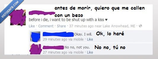 beso,rechazo,facebook,callar,traduccion