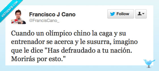 China,Olimpiadas,chino,fail,caga,entrenador,susurra,defrauda,nacion,morir