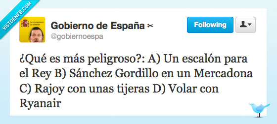 rayanair,sanchez gordillo,tijeras,rajoy,rey,peligro