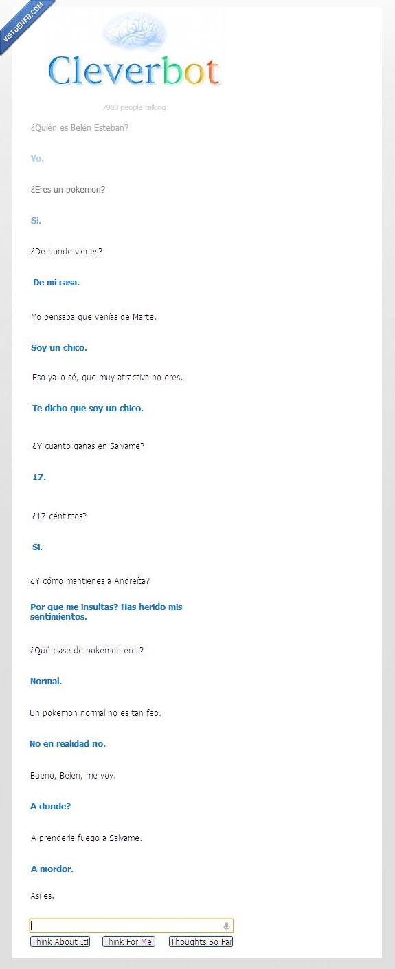 Cleverbot,conversación real,Belén Esteban,respuestas,tiempo libre