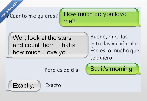 te quiero,cuenta,estrellas,de día,exacto,conversación