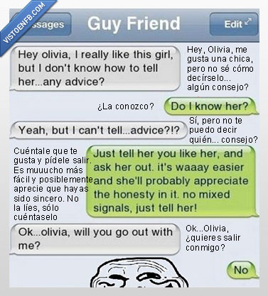 rechazado,nome la van a subir,tio,salir,novia