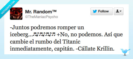 capitán,rumbo,titanic,krillin,iceberg,juntos,Romper