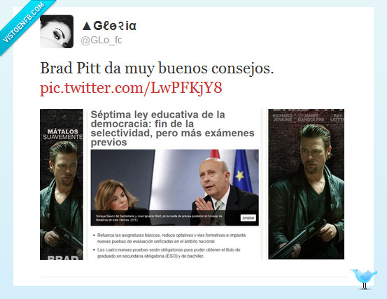 consejos,matalos suavemente,wert,educación,twitter,brad pitt
