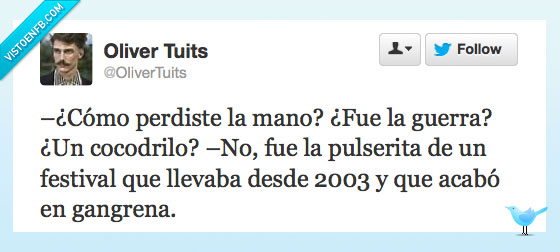 gangrena,festival,pulsera,mano,corta