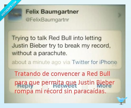 justin bieber,paracaidas,estratósfera,salto,felix baumgartner