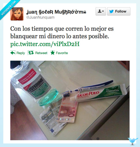 cepillo,pasta de dientes,listerine,flúor,dinero,corrupción,blanquear