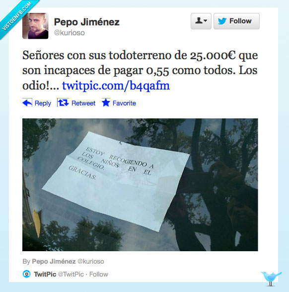 nota,colegio,niño,recoge,rico,dinero,caro,todoterreno,señor