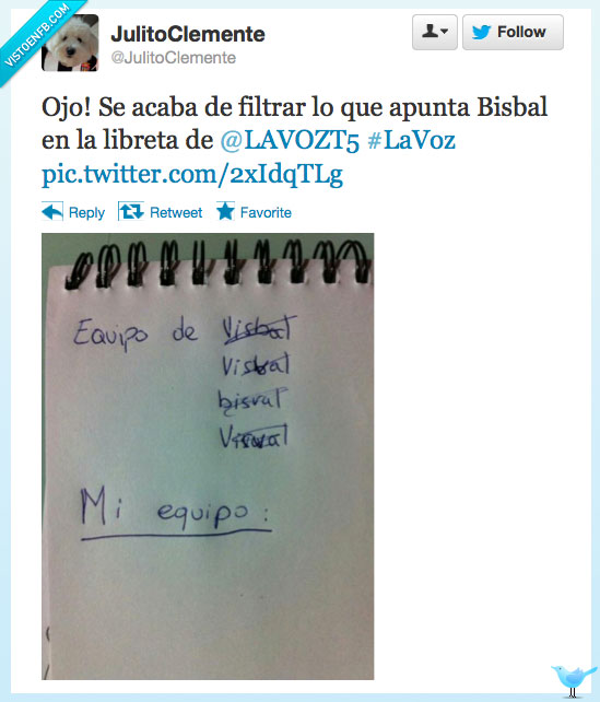 visval,apunta,libreta,equipo,la voz,bisbal