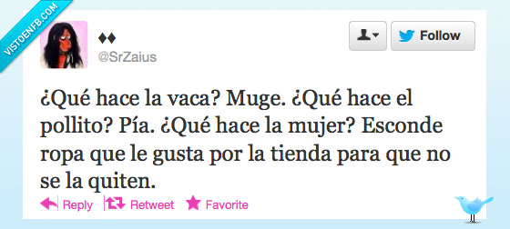 Twitter,SrZaius,Mujeres,Compras,esconder,gusta,tienda,quiten,quitar,vaca,muge