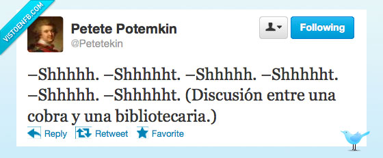Biblioteca,twitter,cobra,shh