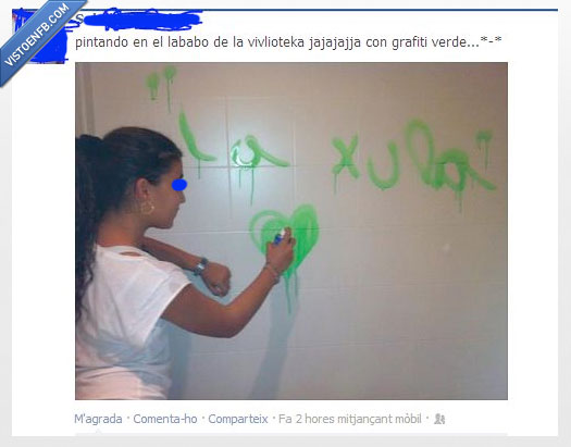 pintada,cani,patada al diccionario,vivlioteka,sangran los ojos,biblioteca joder,choni,graffiti,verde