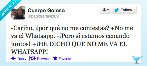 Whatsapp,twitter,cenando,cariño