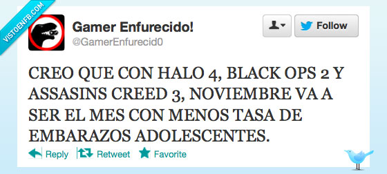 halo,black ops,call of duty,cod,assassins creed,noviembre,tasa,natalidad,embarazo,adolescente,gamer,videojuegos