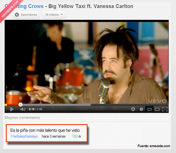 piña,pelo,talento,counting crows,video,youtube