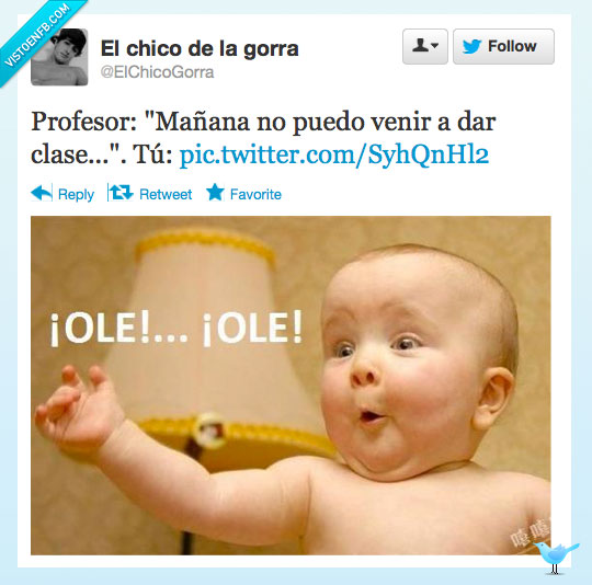 profesor,mañana,venir,clase,ole,bebe